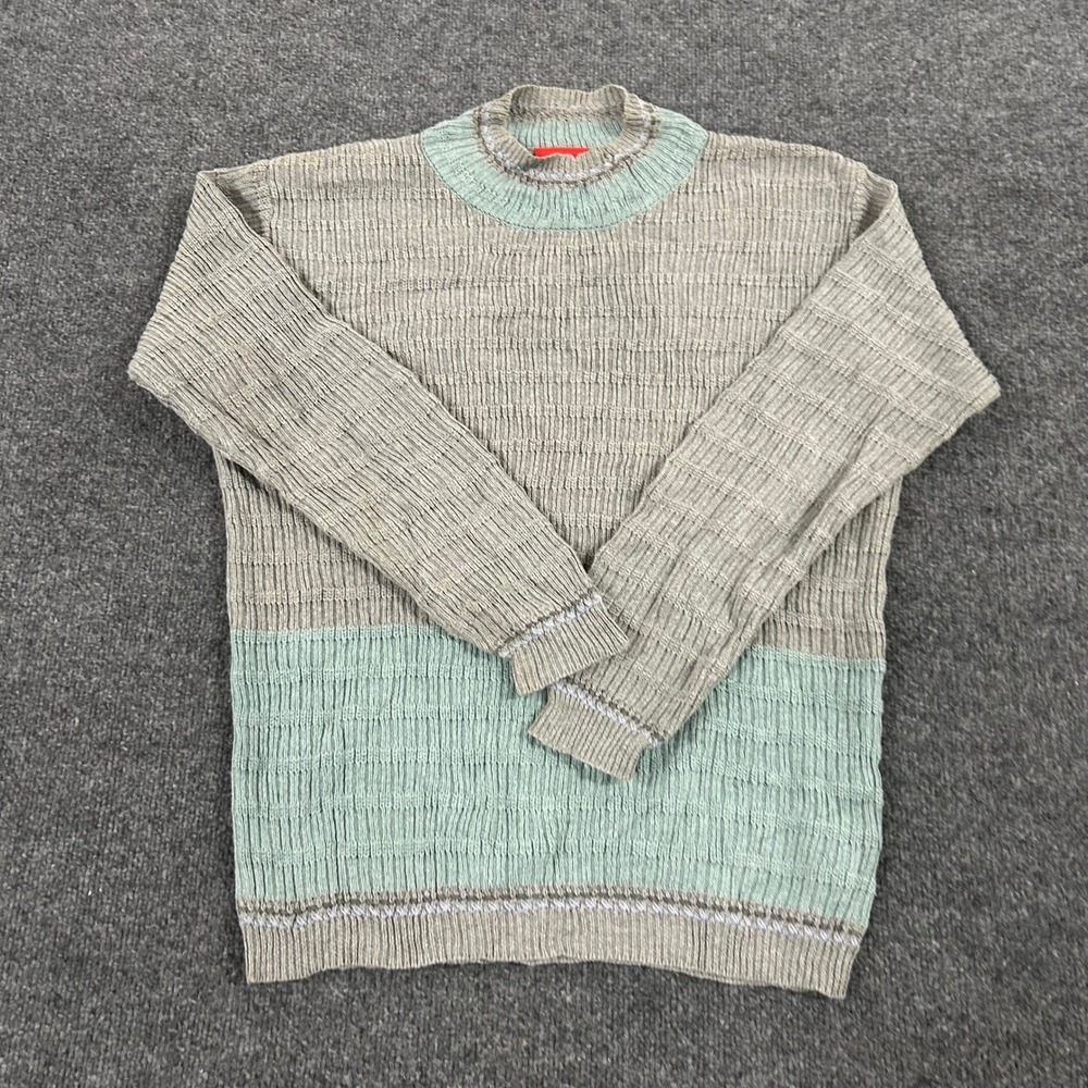 Liz Claiborne Sweater Womens Petite P Grey Sage Green Textured Cotton Australia
